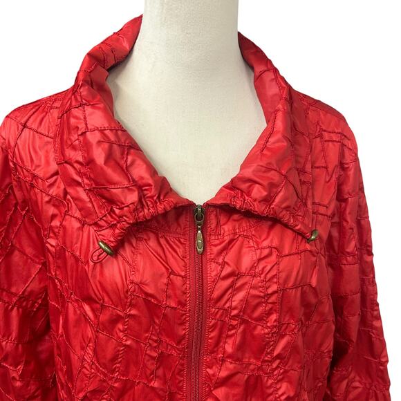 Bold Color Quilted Jacket Zenergy by Chico’s Red Travel Layer‎ Modern Casual 3 - Picture 2 of 9